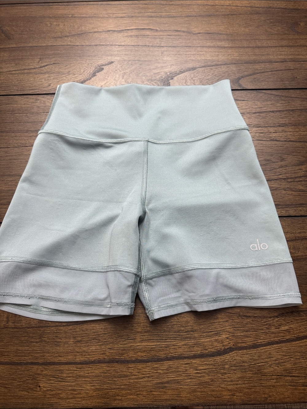 ALO Yoga High-Rise Bike Shorts in Light Sage